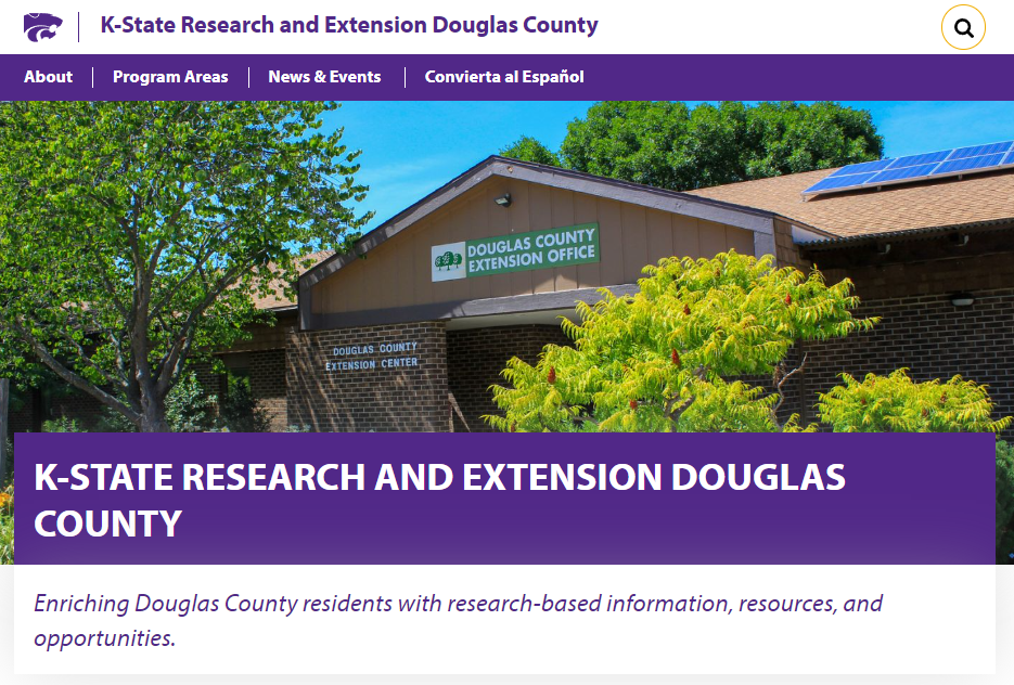Image of K-State Research and Extension Douglas County's main website page.