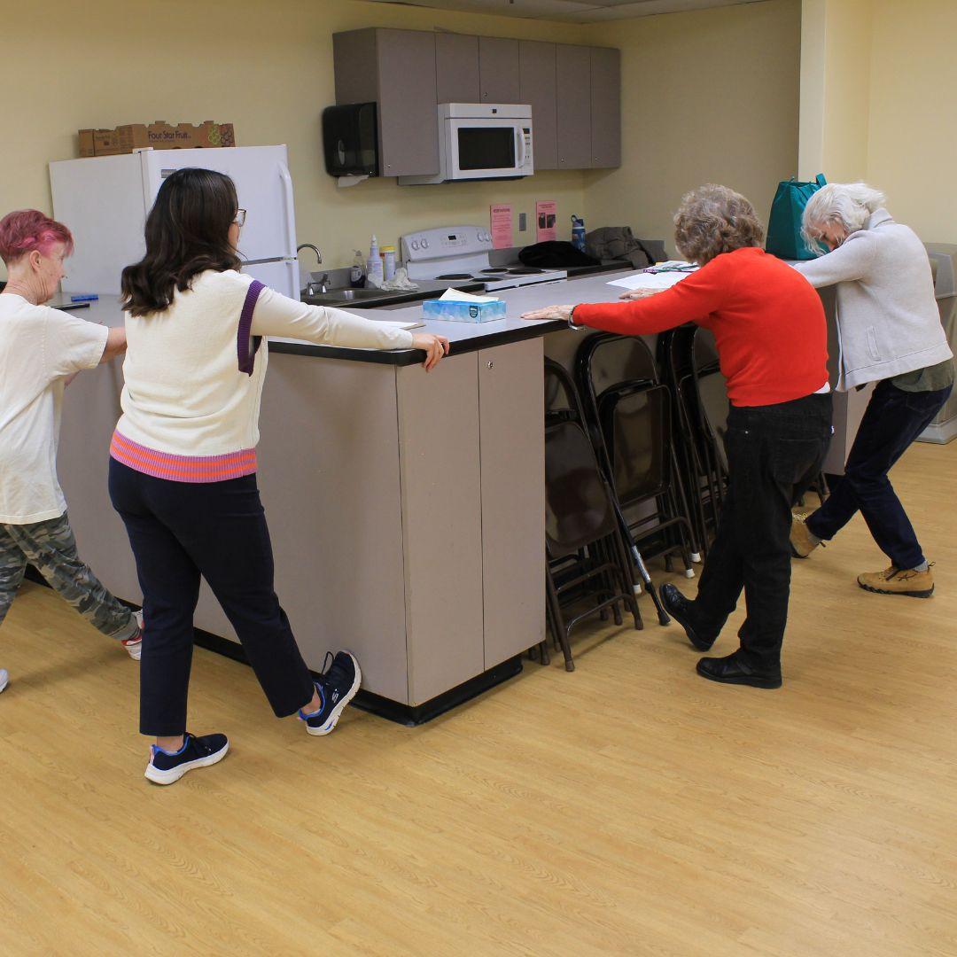 walk with ease participants stretching