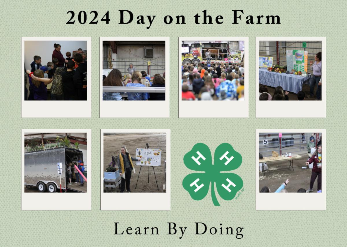 2024 Day on the Farm Learn by doing. Photo collage with images from the Day on the Farm Youth Program.