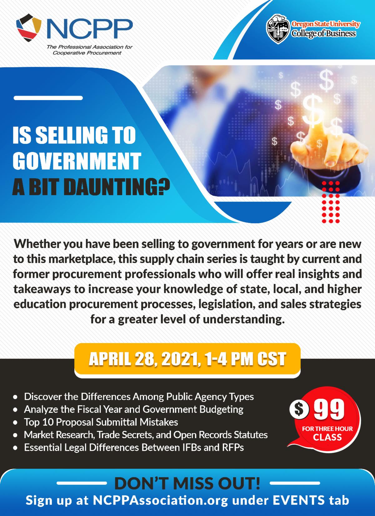 Ncpp Advert Don't Miss Next Week's Class: Selling to Government