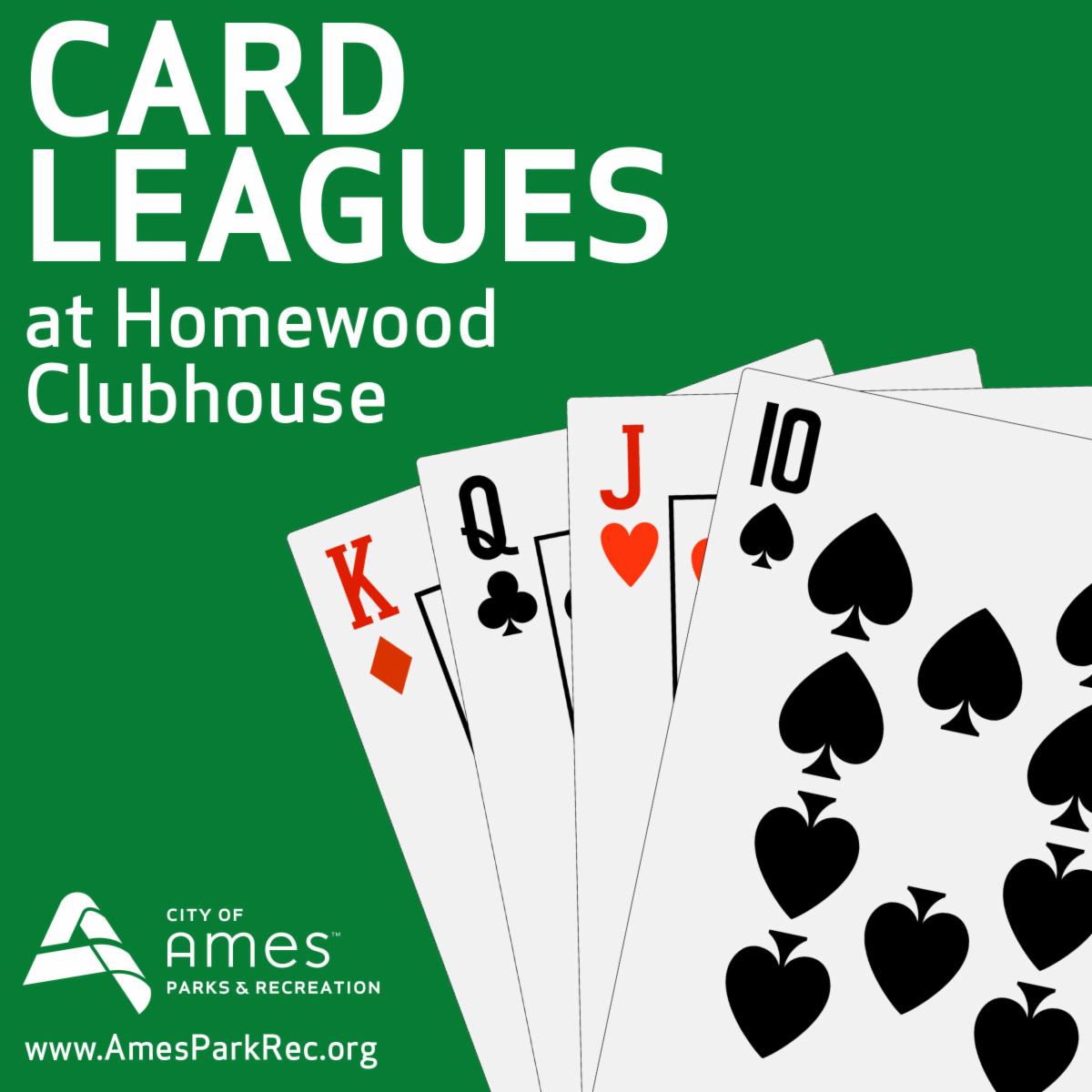 Card leagues at Homewood Clubhouse announcement