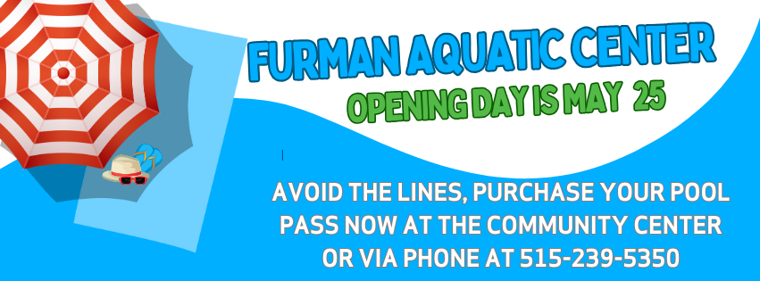 Furman Aquatic Center Opening Day Graphic