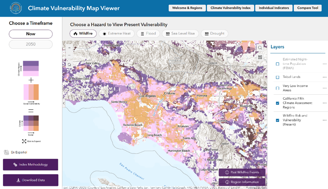 Screenshot of the Climate Vulnerability Map