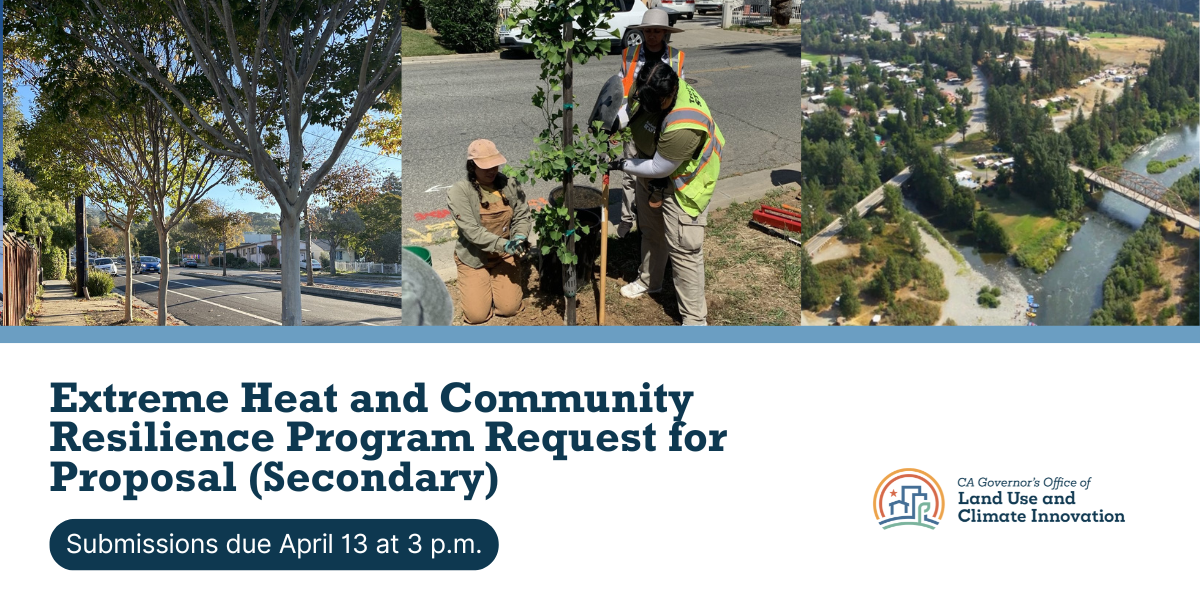 Extreme Heat Program request for proposal with three photos from the program.