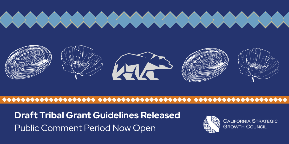An graphic with a bear that says: Draft Tribal Grant Guidelines Released —  ﻿Public Comment Period Now Open 