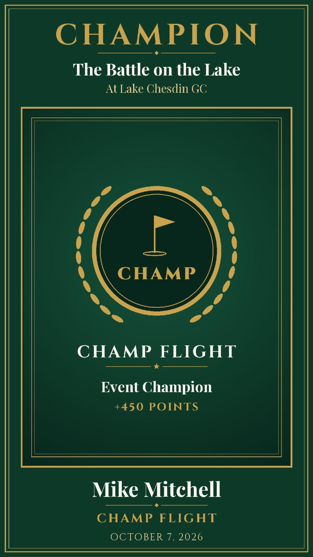 Mike Mitchell - Champ Flight Winner