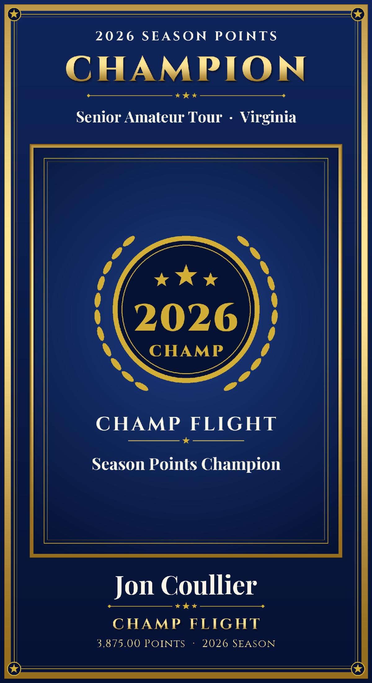 Jon Coullier - Champ Flight 2026 Season Points Champion