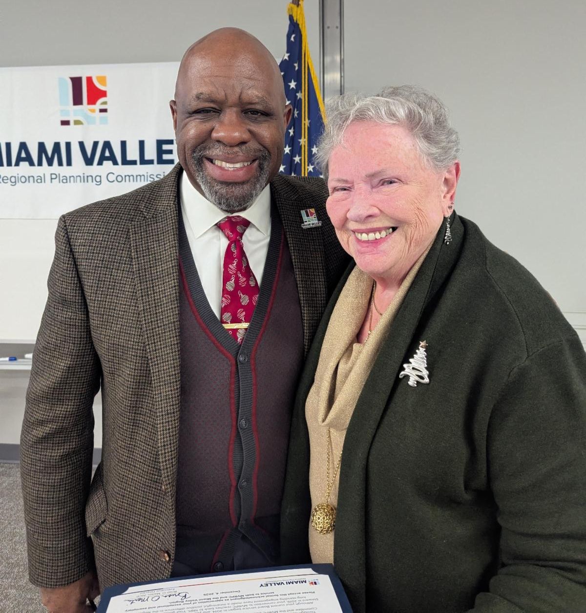 MVRPC Executive Director Brian Martin and Chairperson Sara Lommatzsch at December 2025 Board Meeting