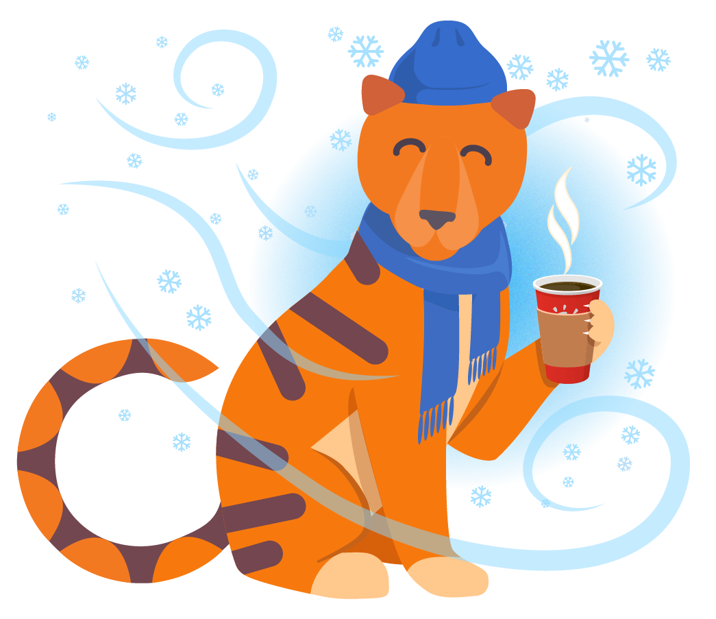 Tiger with a cup of coffee