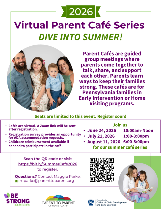 Virtual Parent Café Series, DIVE INTO SUMMER!  flyer