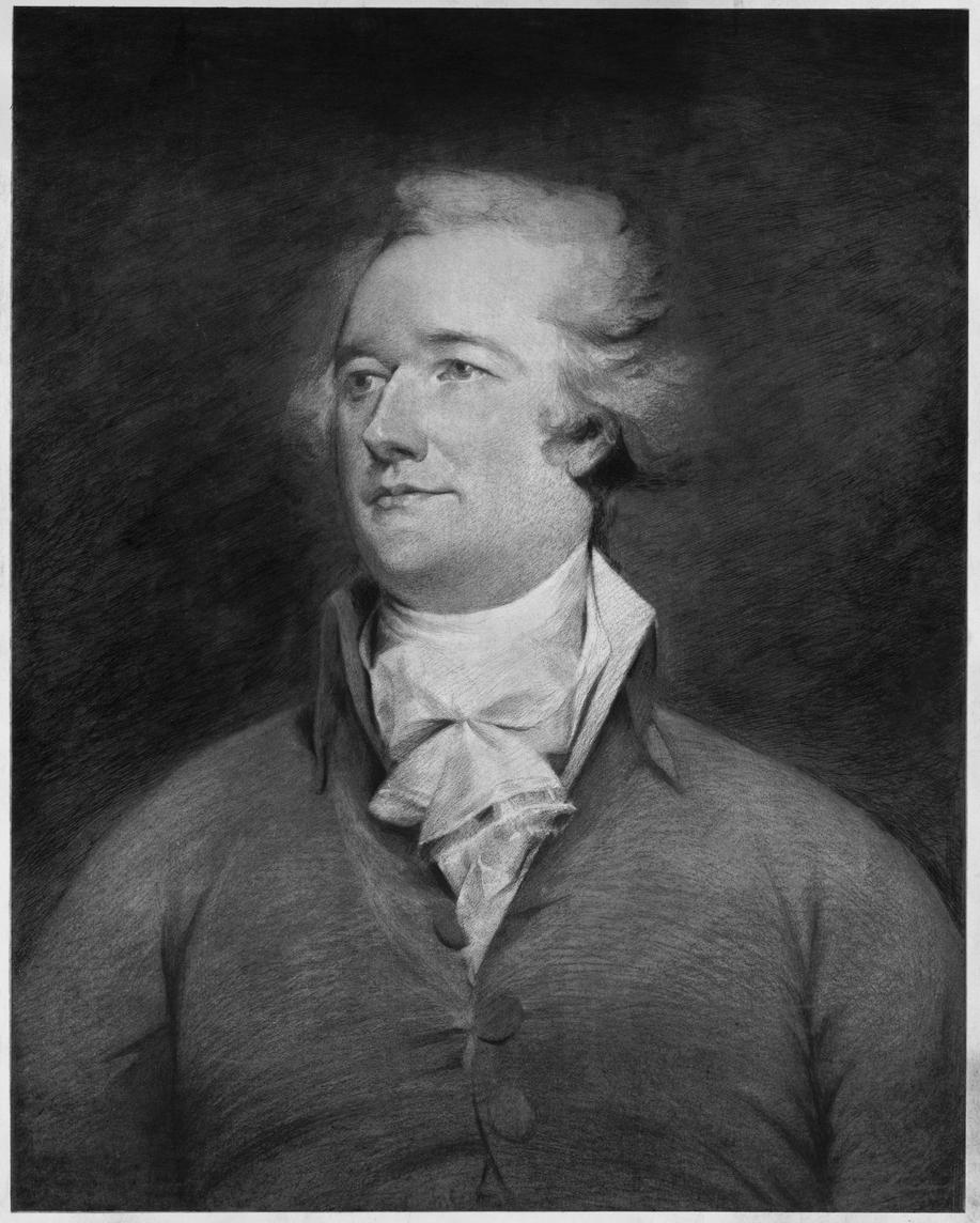 Black and white portrait of Alexander Hamilton