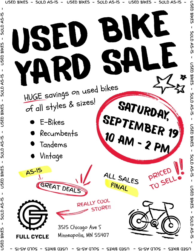 Full Cycle used bicycle yard sale