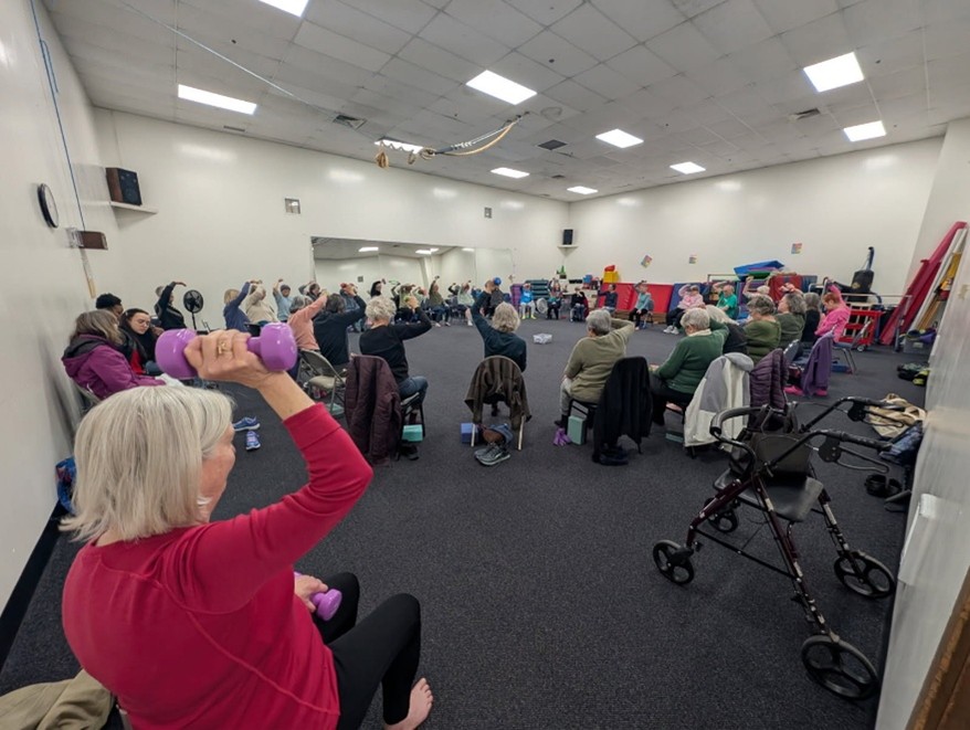 A full class of attendee's at the free Senior Health and Fitness class.