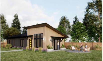 The Salish ADU with the first roof pitch option.