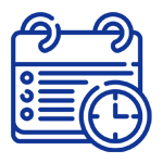 Line image of calendar and clock