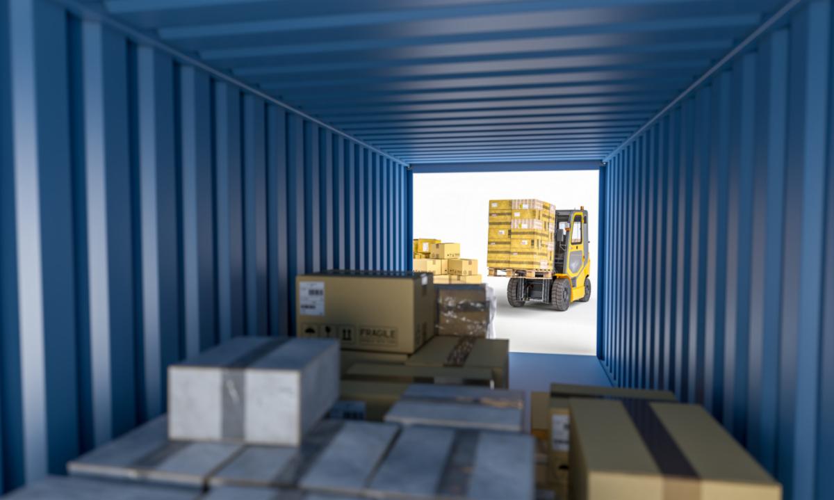 Container with boxes