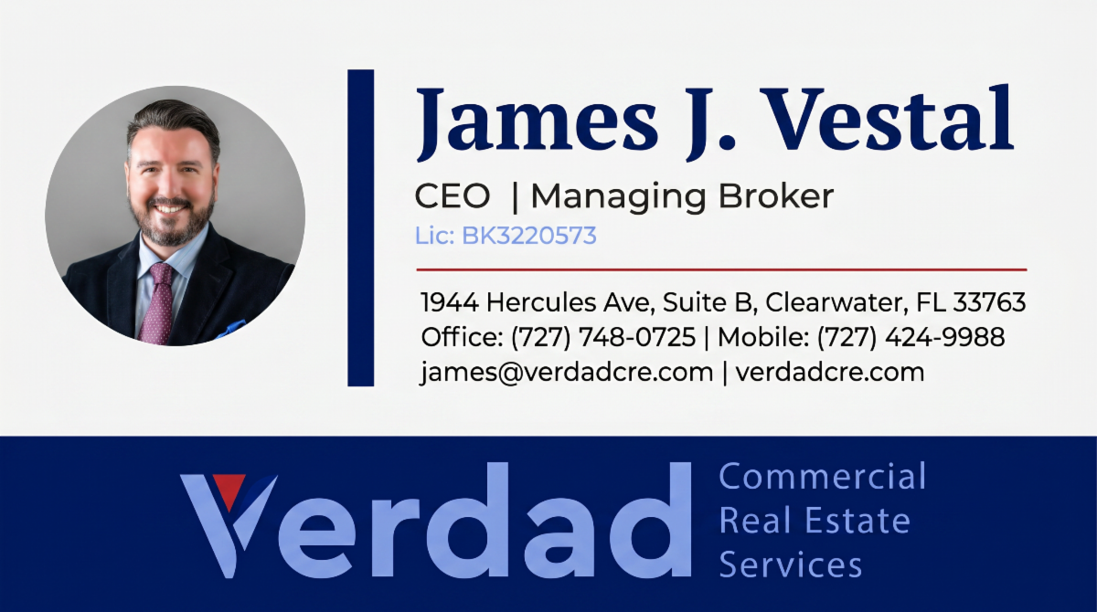 James J. Vestal, CEO and Managing Broker, 727-625-4725, james@verdadcre.com