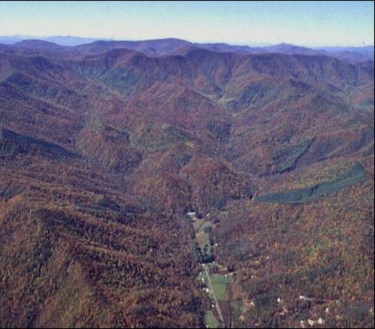 Arial view of Coweeta Watershed