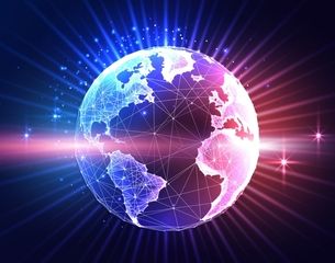 Concept of web 3.0_ worldwide metaverse virtual reality world with earth globe in futuristic style