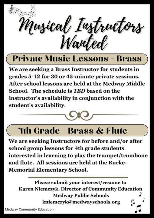 Medway Community Education - Musical Instructors Wanted