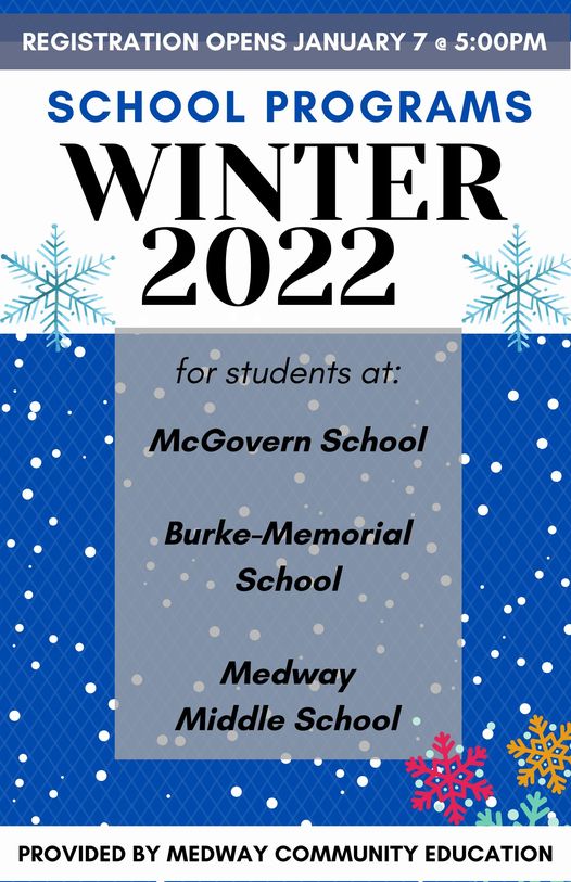 Medway Community Education School Winter Programs