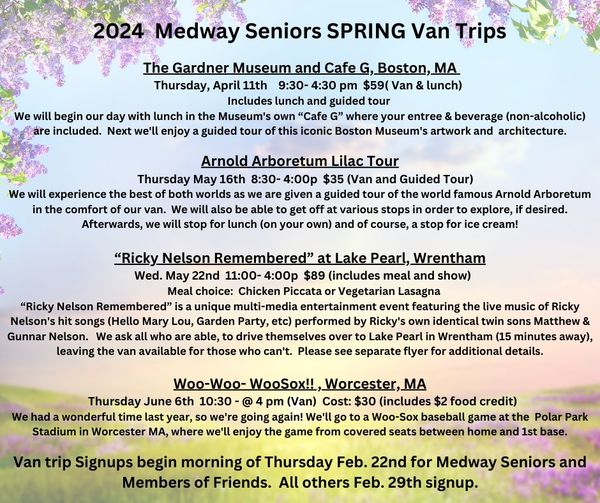 2024 Medway Council on Aging van trips