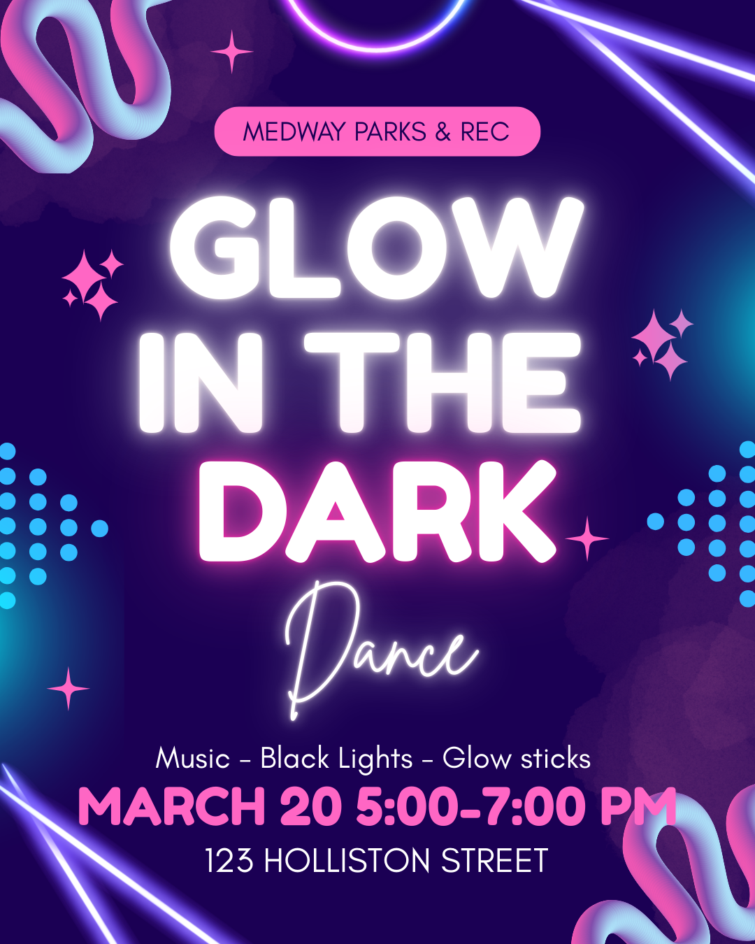 Medway Parks & Recreation's Glow in the Dark Dance