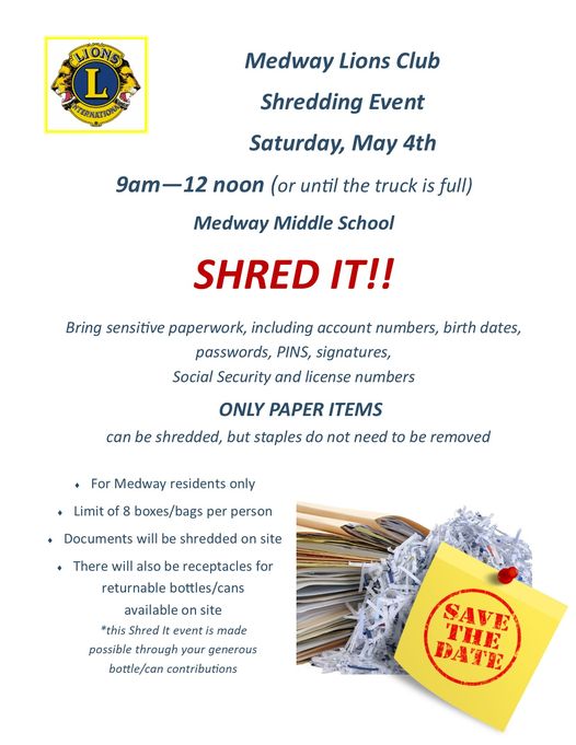 Medway Lions Club - Shred-it event