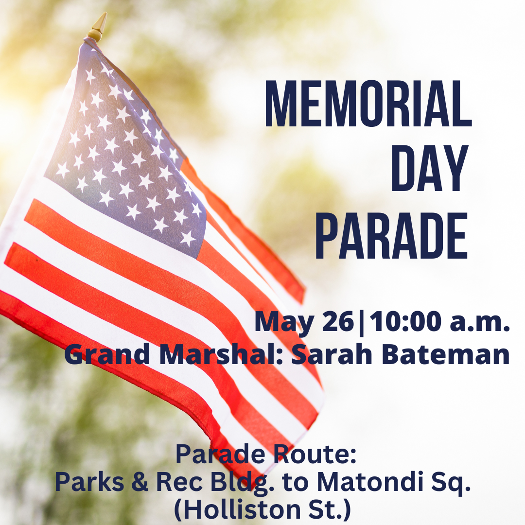 Memorial Day Parade is May 26 at 10:00 am
