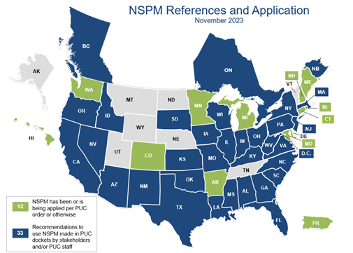 map of North America showing states and territories color-coded with blue and green and light gray to show status