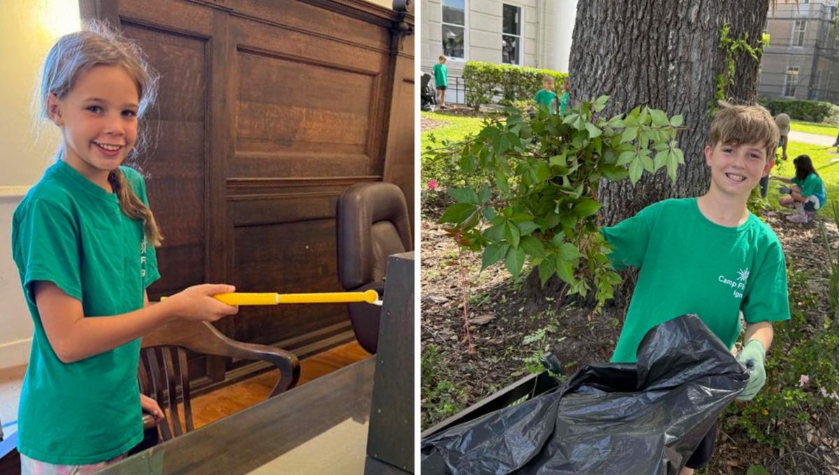 Children from Camp Ignite help rep the History Center for reopening.