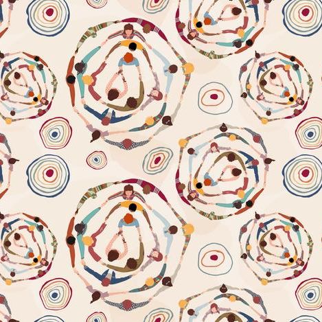 seamless pattern with group of diverse people in a circle from different cultures holding hands. Community men and women of researchers, CBOs, etc