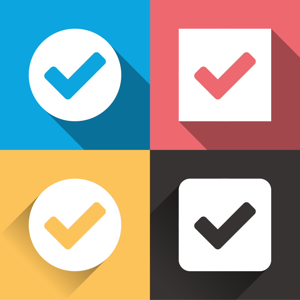Check marks of different colors
