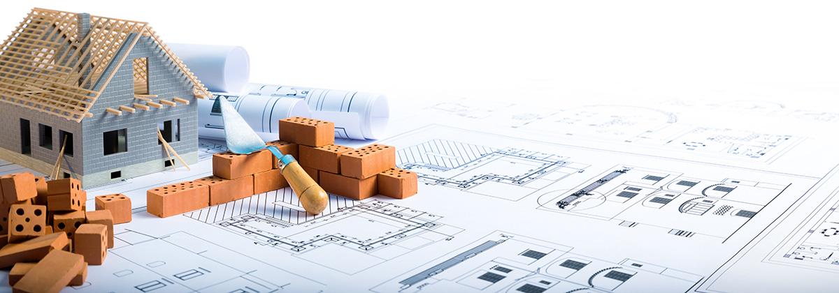 Home being built on top of blue prints