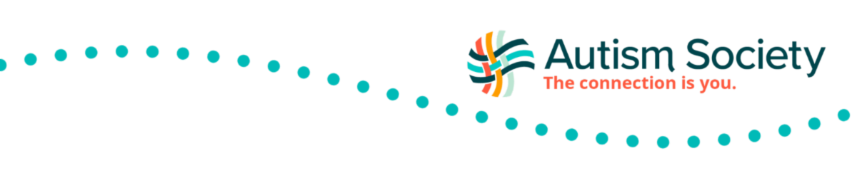Autism Society Logo with a line of aqua dots