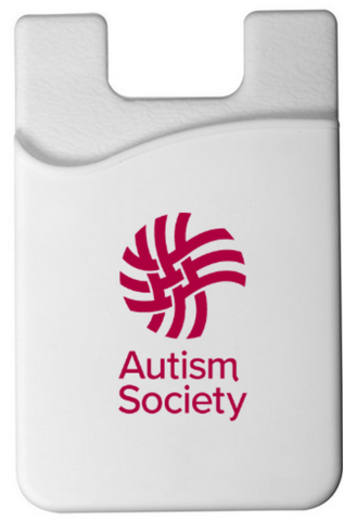 Image of a cellphone wallet with the Autism Society logo