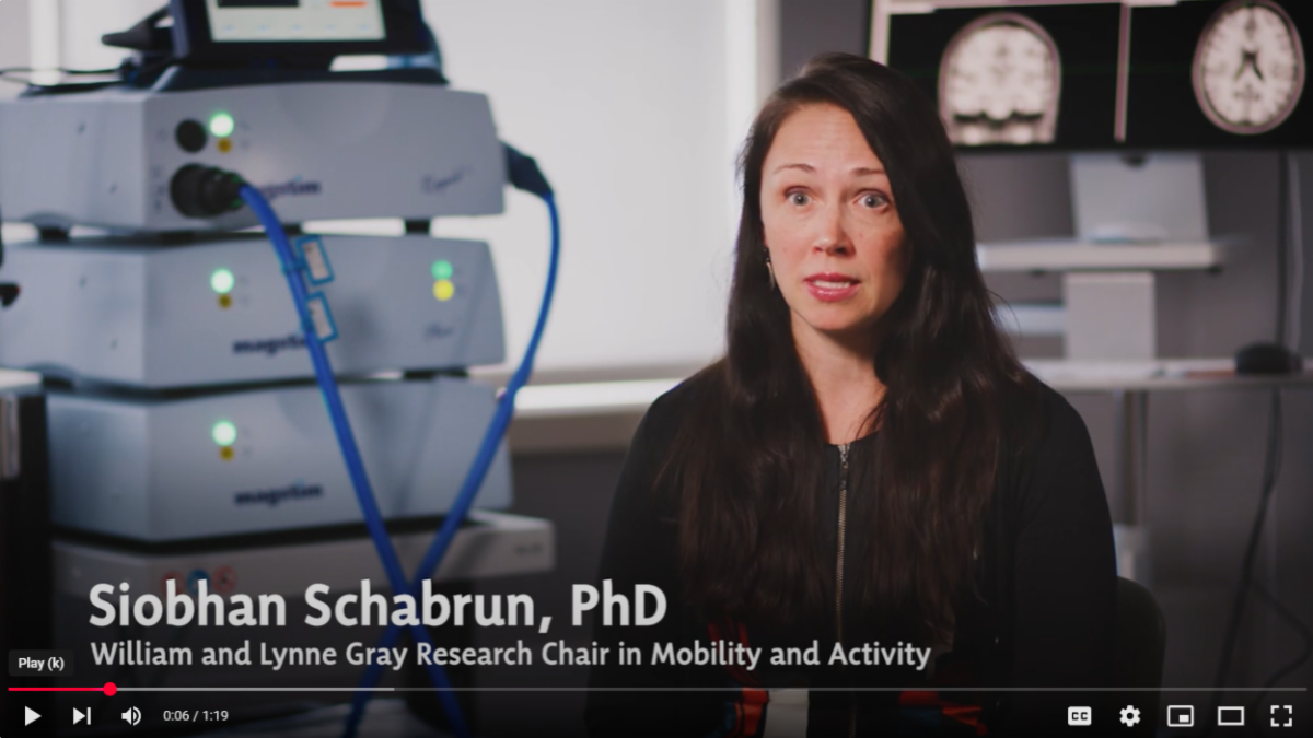 Siobhan Schabrun Chair of the Gray Centre for Mobility and Activity talking as part of newly released video series discussing the research areas at Lawson
