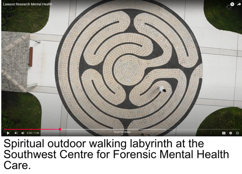 Spiritual outdoor walking labyrinth at the Southwest Centre for Forensic Mental Health Care.