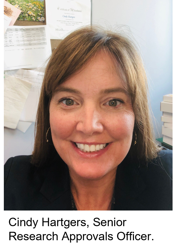 Cindy Hartgers, Senior Research Approvals Officer.