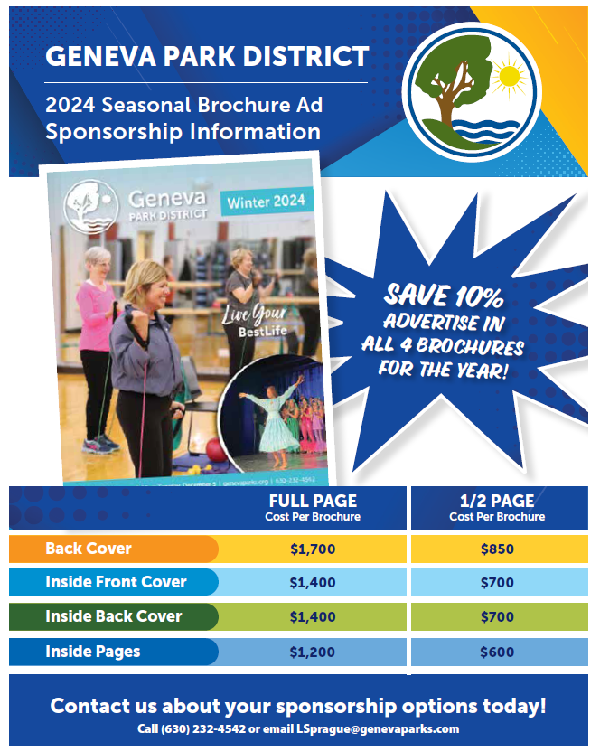 Geneva Park District Seasonal Brochure Ad Opportunities 2023