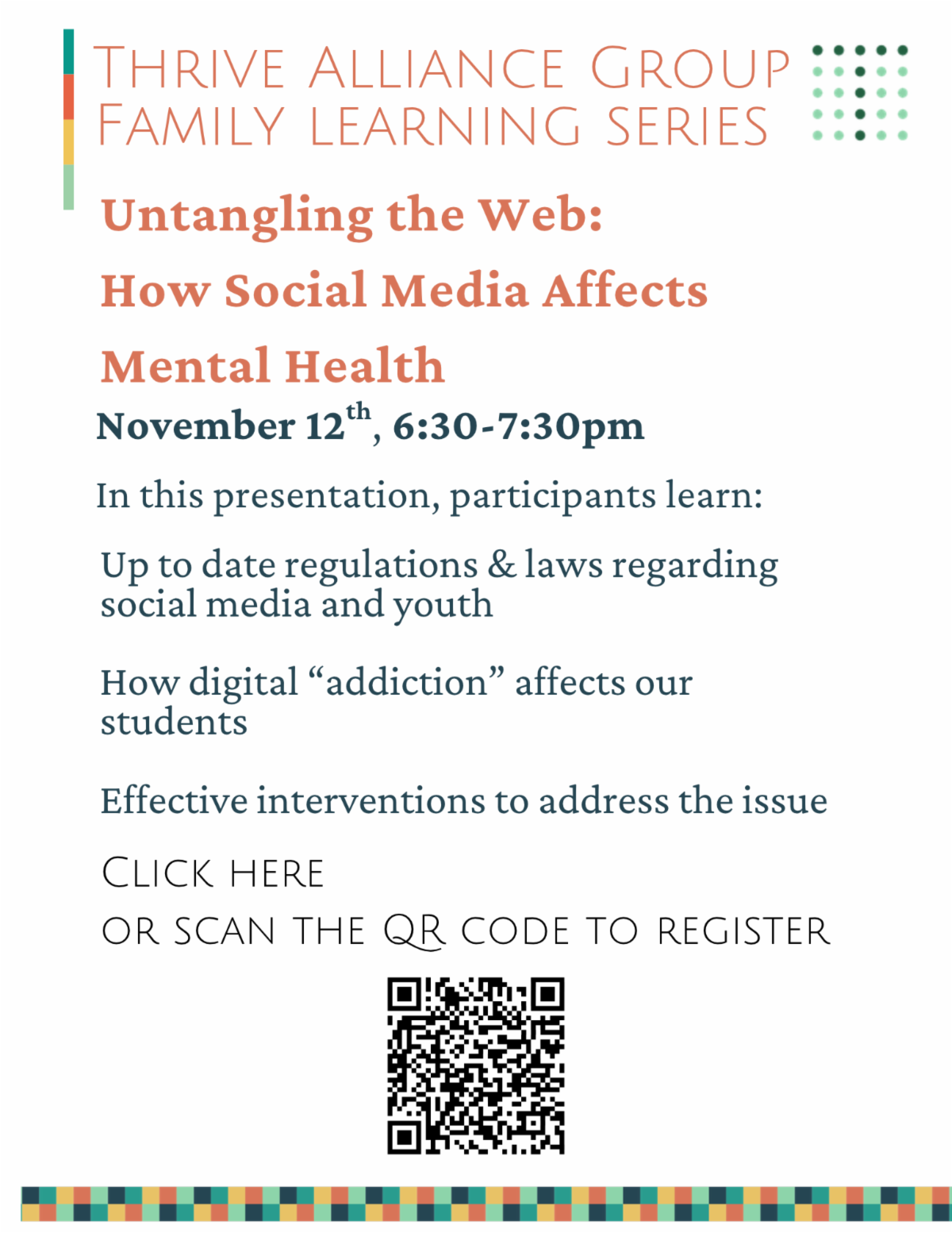 flyer for the Thrive Online Series 1 of 3
