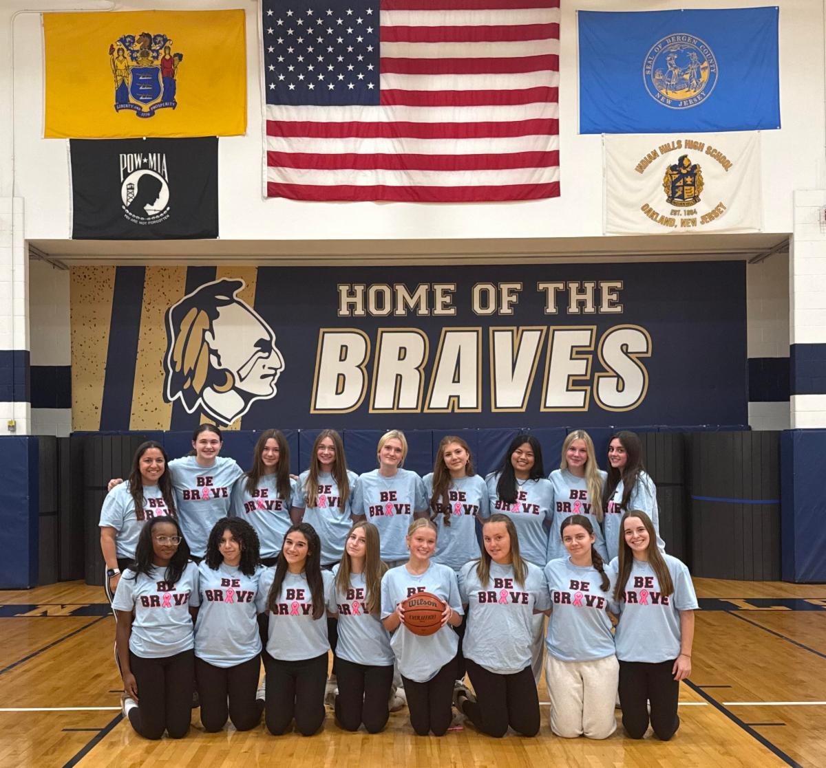 Indian Hills students pose with the fundraising shirts for this year's support of the Valley Hospital's Breast Center