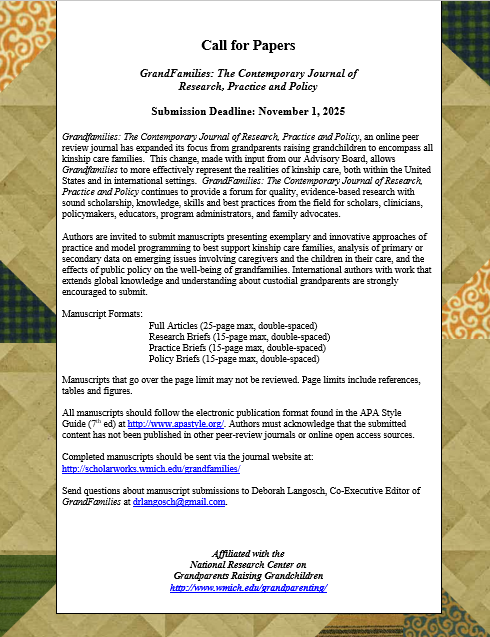 Screenshot of the call for papers