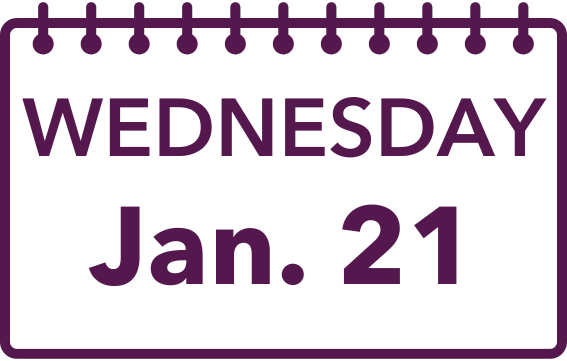 Calendar page showing WEDNESDAY Jan. 21