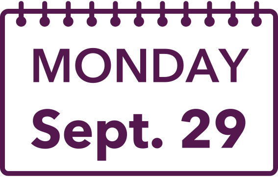 Calendar page showing MONDAY Sept. 29