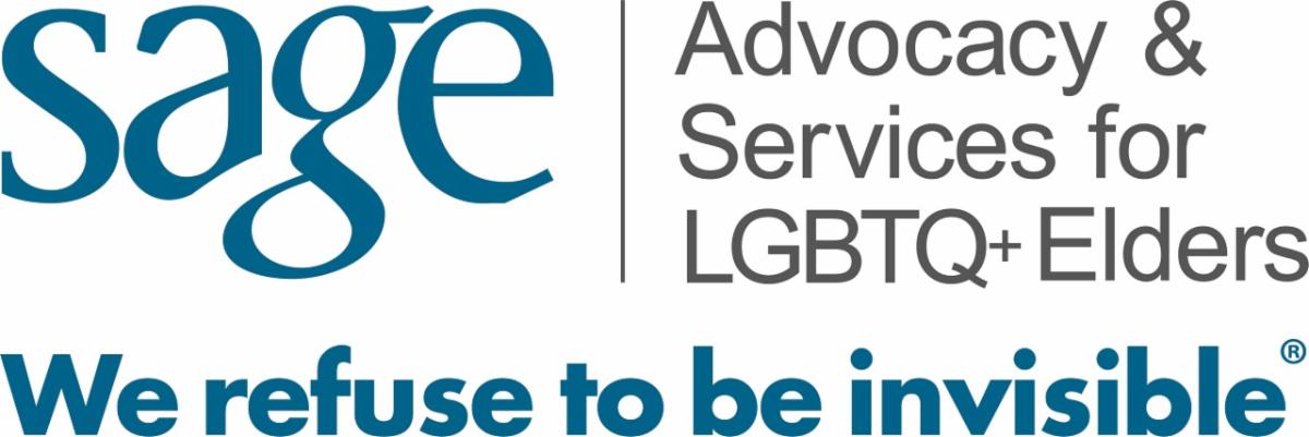 SAGE: Advocacy & Services for LGBTQ+ Elders logo, with the tagline "We refuse to be invisible"