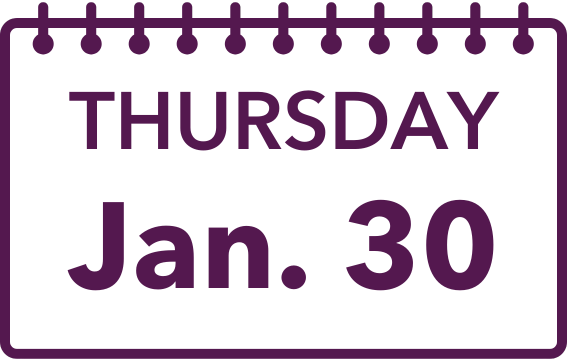 Calendar page showing THURSDAY Jan. 30