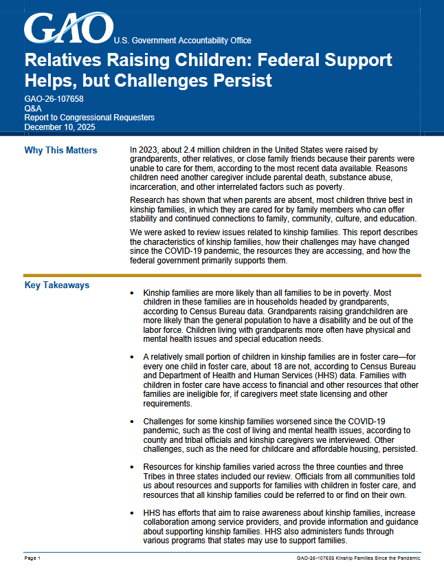 First page of the GAO report