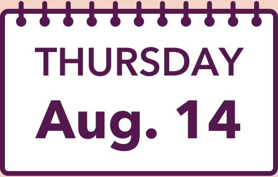 Calendar page showing THURSDAY Aug. 14