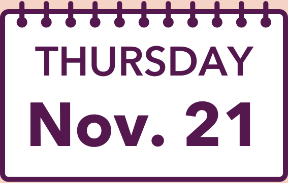 Calendar page showing THURSDAY Nov. 21